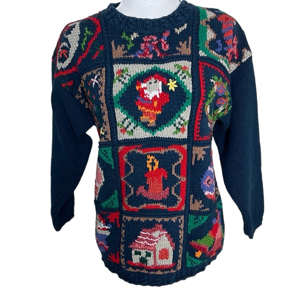 Vintage Patchwork Holiday Sweater Sz M